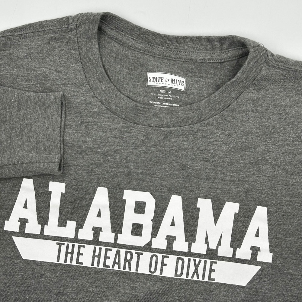 State of Mine T-Shirt Gray Mens Medium Alabama Heart of Dixie Graphic EUC